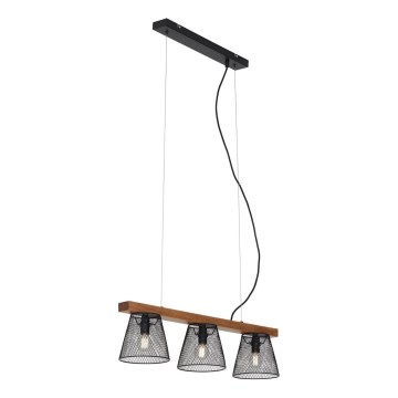 Briloner 4077-035 - Luster na sajli WOOD & STYLE 3xE14/25W/230V kaučukovac