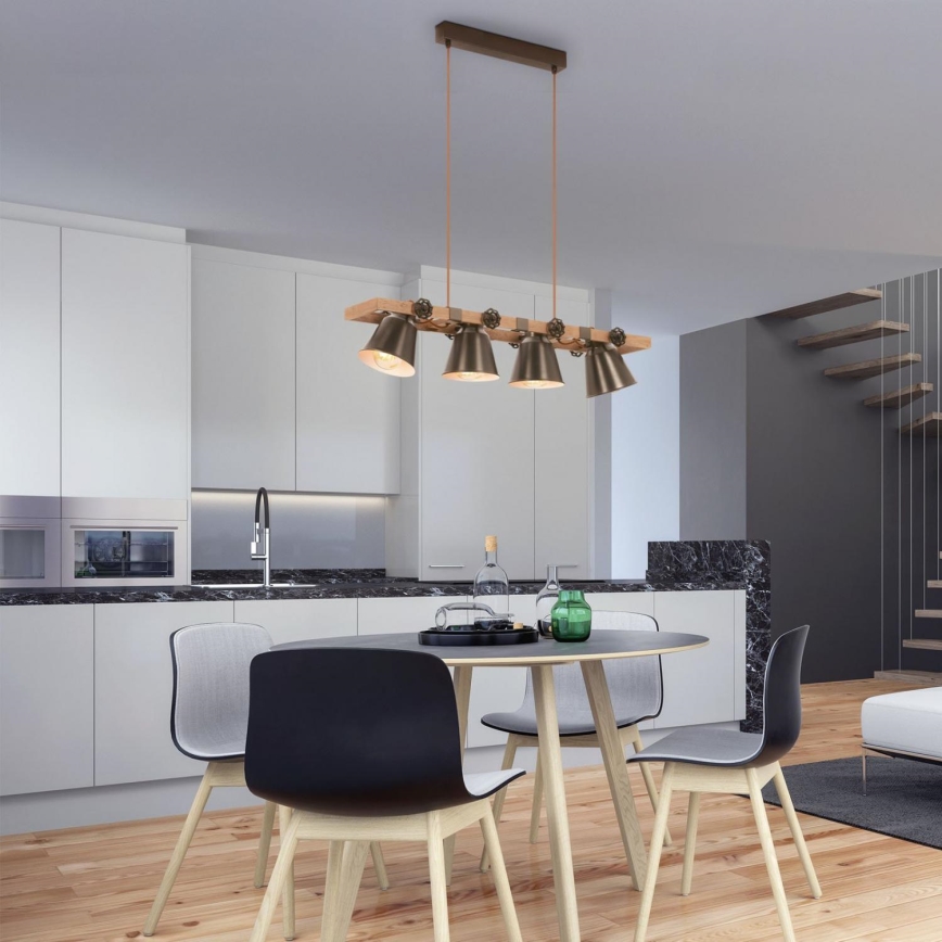 Briloner 4406-044 - Luster na sajli TALE 4xE27/40W/230V braon