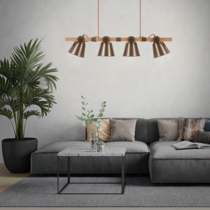 Briloner 4406-044 - Luster na sajli TALE 4xE27/40W/230V braon