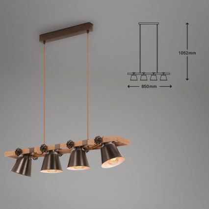 Briloner 4406-044 - Luster na sajli TALE 4xE27/40W/230V braon