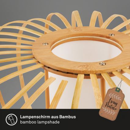 Briloner 4759031 - Luster na sajli 3xE27/10W/230V crna/bambus