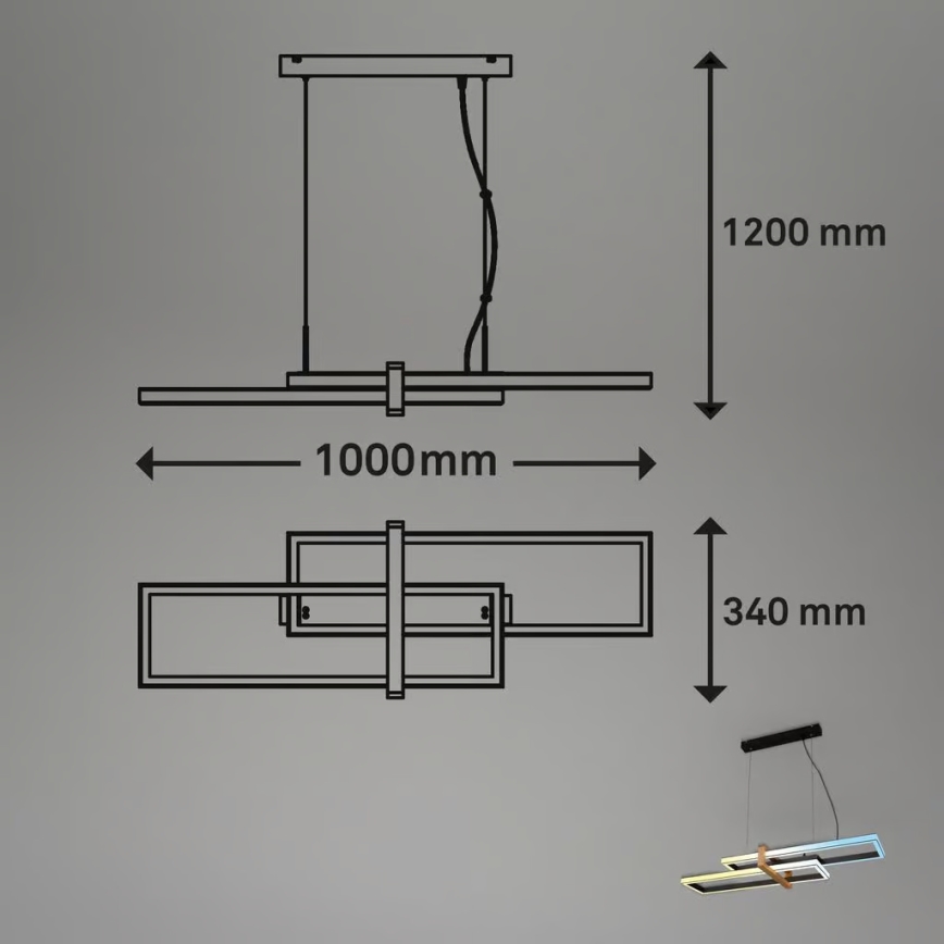 Briloner 4768015 - prigušiva LED viseći luster na sajli LED/44W/230V 2700-6500K 100 cm + daljinski upravljač