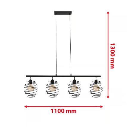 Briloner 4871-045 - Luster na sajli 4xE27/60W/230V