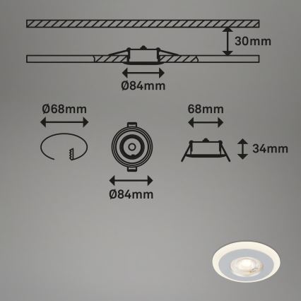 Briloner 7039034 - SET 3x LED ugradno stropno svetlo za kupatilo LED/5W/230V IP44 matni hrom