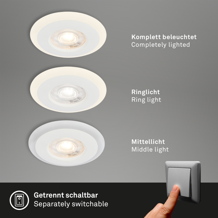Briloner 7039036 - Komplet 3x LED ugradnih svetala za kupatilo LED/5W/230V IP44 belo