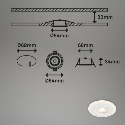 Briloner 7039036 - Komplet 3x LED ugradnih svetala za kupatilo LED/5W/230V IP44 belo