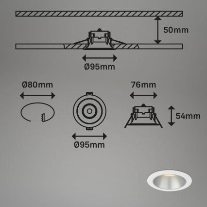 Briloner 7041-036 - SET od 3 ugradnih kupatilskih LED svetala, LED/4,9W/230V, IP44, bela