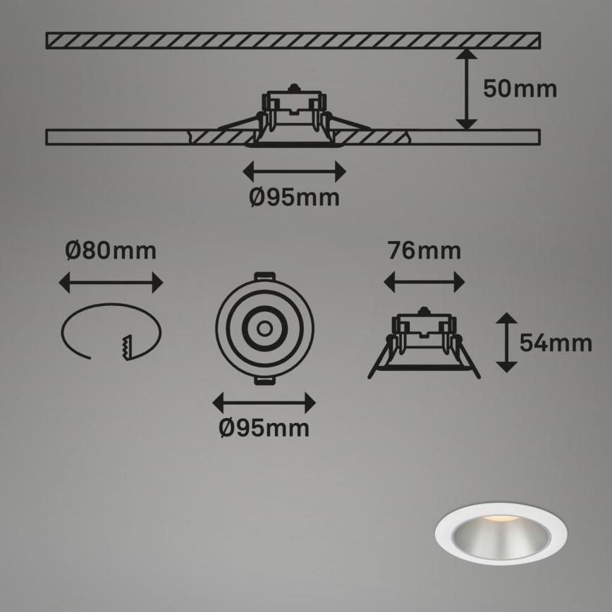Briloner 7041-036 - SET od 3 ugradnih kupatilskih LED svetala, LED/4,9W/230V, IP44, bela