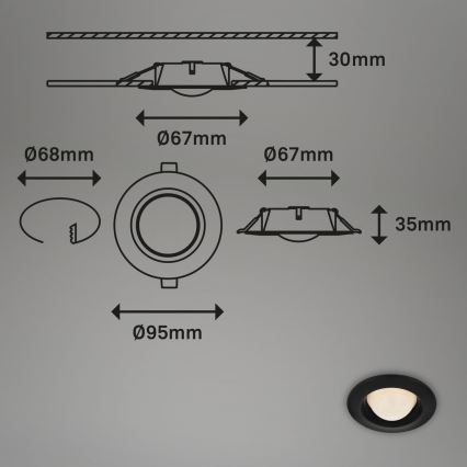 Briloner 7056-035 - SET 3x LED ugradno plafonsko svetlo za kupatilo LED/3W/230V IP44