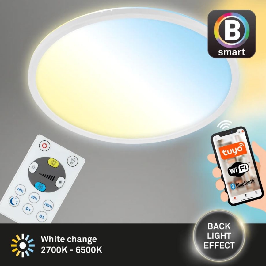 Briloner 7058-016 - LED prigušiva svetiljka SLIM LED/18W/230V 2700-6500K Wi-Fi Tuya + daljinski upravljač