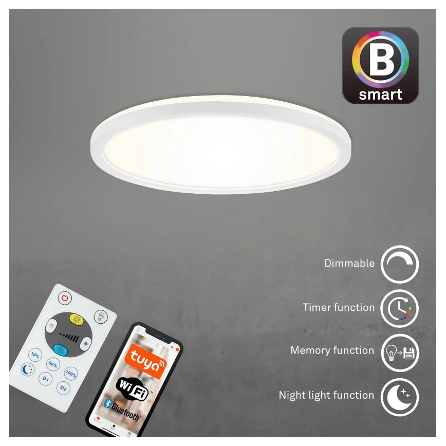 Briloner 7058-016 - LED prigušiva svetiljka SLIM LED/18W/230V 2700-6500K Wi-Fi Tuya + daljinski upravljač