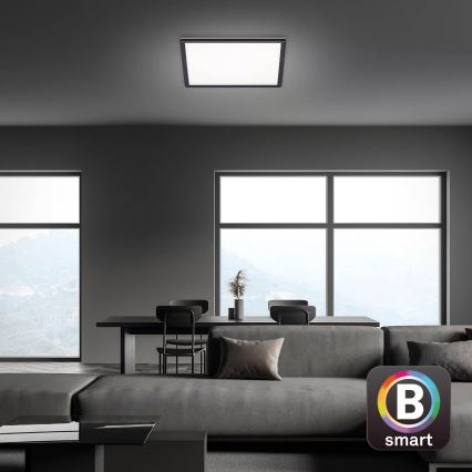 Briloner 7060-015 - LED prigušiva panel za površinsku montažu SLIM LED/22W/230V 2700-6500K 42x42 cm crna Wi-Fi Tuya + daljinski upravljač