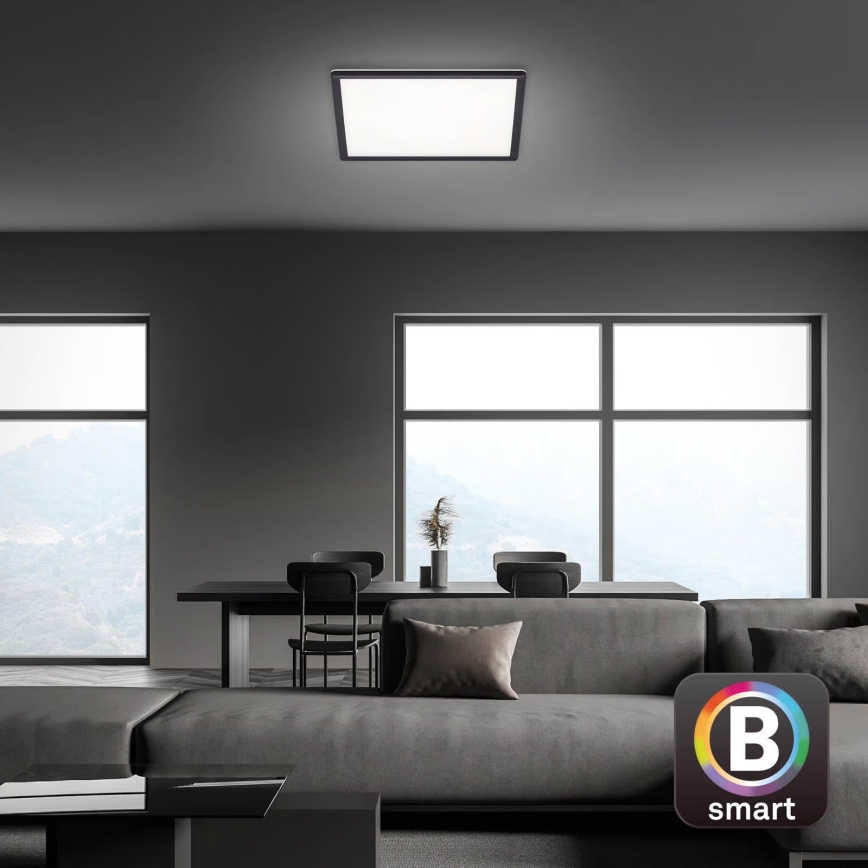 Briloner 7060-015 - LED prigušiva panel za površinsku montažu SLIM LED/22W/230V 2700-6500K 42x42 cm crna Wi-Fi Tuya + daljinski upravljač