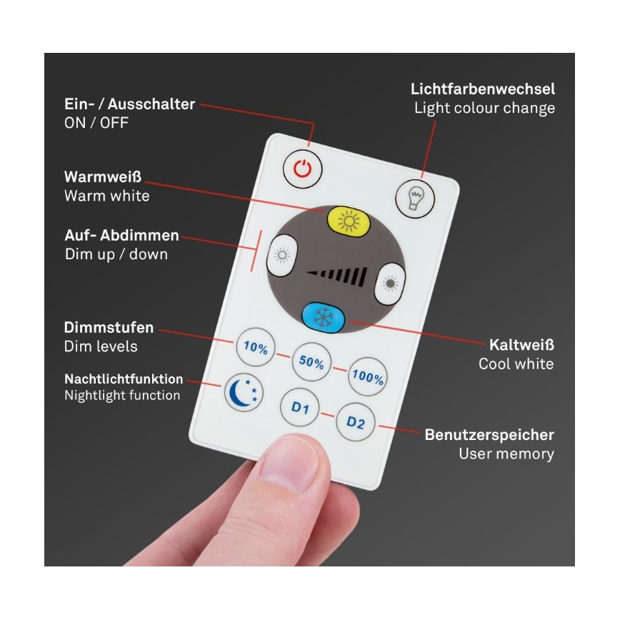 Briloner 7079-015 - LED prigušiva plafonska svetiljka SLIM LED/18W/230V 2700-6500K + daljinski upravljač