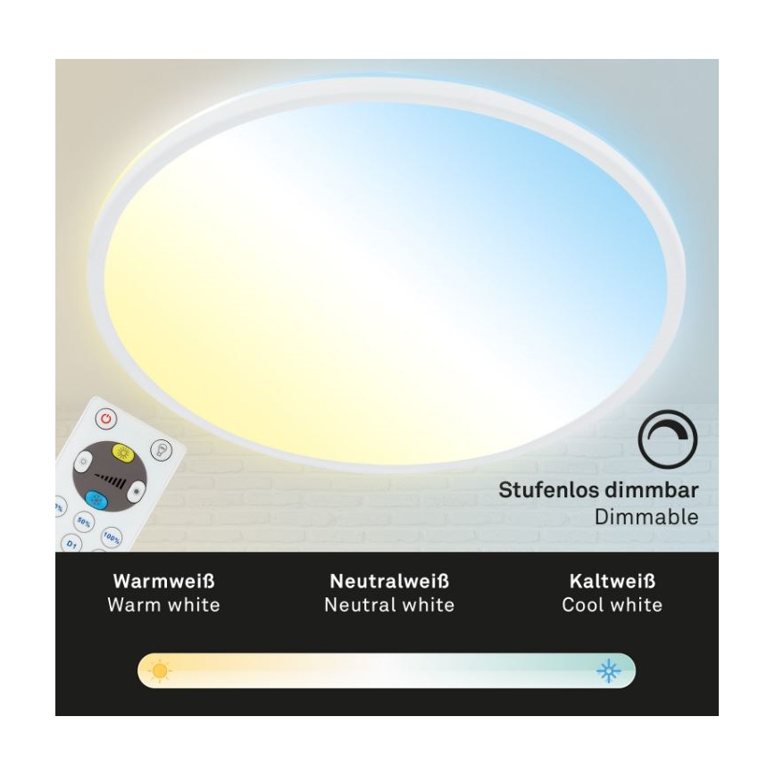 Briloner 7079-016 - LED prigušiva plafonska svetiljka SLIM LED/18W/230V 2700-6500K + daljinski upravljač