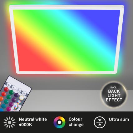 Briloner 7090-416 - LED RGBW prigušiva plafonska svetiljka SLIM LED/15W/230V + daljinski upravljač