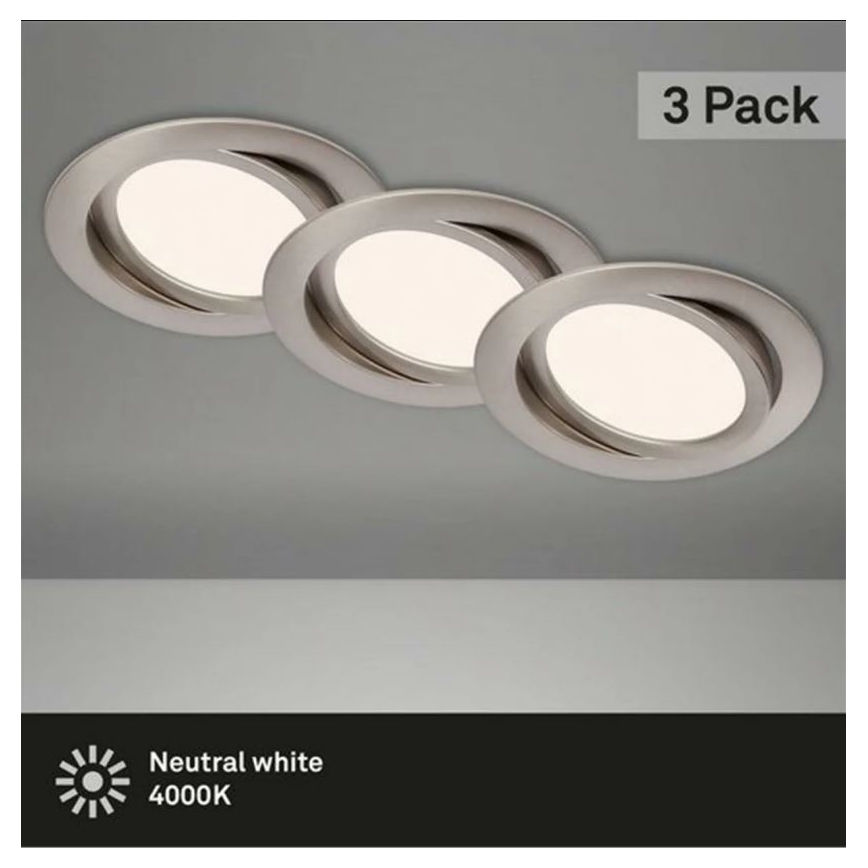 Briloner 7116-432 - Komplet 3x LED kupatilska ugradna svetla FLAT IN LED/9W/230V IP23