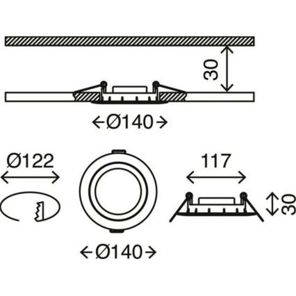 Briloner 7116-432 - Komplet 3x LED kupatilska ugradna svetla FLAT IN LED/9W/230V IP23