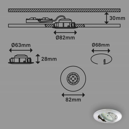 Briloner 7209-038 - Set od 3 LED ugradna svetla za kupatilo LED/5W/230V IP23
