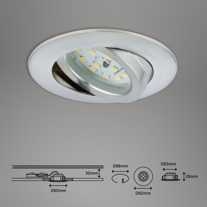 Briloner 7209-039 - Komplet 3x LED ugradno stropno svetlo za kupatilo ATTACH LED/5W/230V IP23 mat hrom