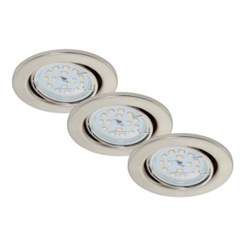 Briloner 7220-032 - Komplet 3x LED ugradno svetlo za kupatilo FIT 1xGU10/5W/230V matni nikl