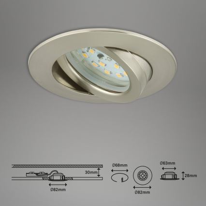Briloner 7296-012 - LED prigušiva ugradno svetlo za kupatilo ATTACH LED/6,5W/230V IP23 mat hrom