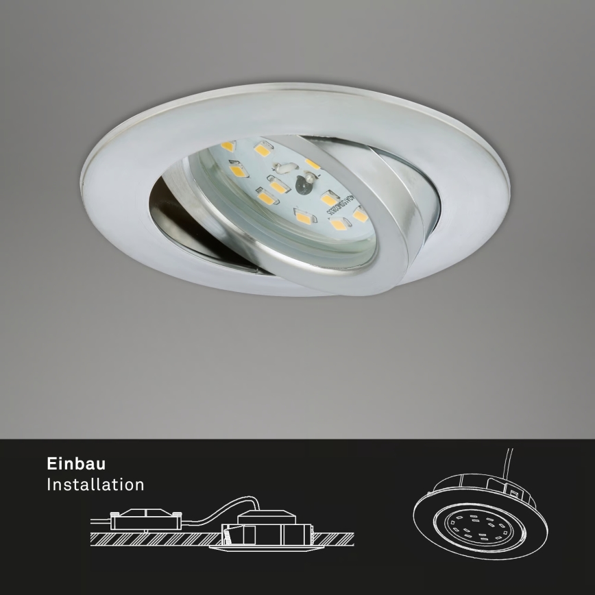 Briloner 7296-039 - Komplet od 3 prigušiva LED ugradna stropna svetla za kupatilo LED/6,5W/230V 3000K IP23 mat hrom