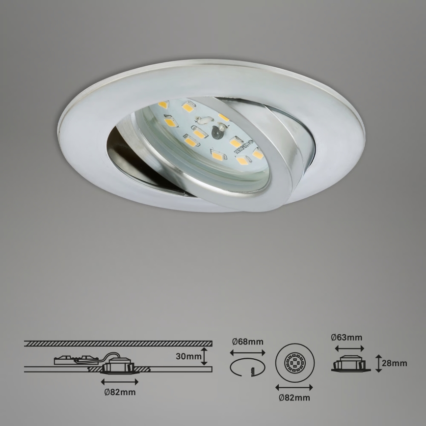 Briloner 7296-039 - Komplet od 3 prigušiva LED ugradna stropna svetla za kupatilo LED/6,5W/230V 3000K IP23 mat hrom