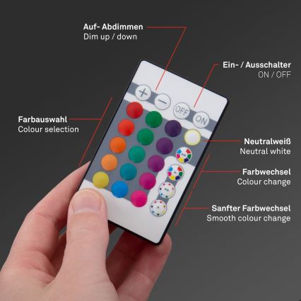 Briloner 7404-016 - LED RGBW prigušiva nadgradni panel LED/22W/230V 4000K + daljinski upravljač