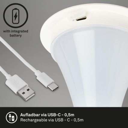 Briloner 7420016 - Punjiva LED prigušiva dodirna spoljašnja stona lampa LED/4W/5V IP44 3000K bela
