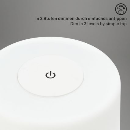 Briloner 7420016 - Punjiva LED prigušiva dodirna spoljašnja stona lampa LED/4W/5V IP44 3000K bela