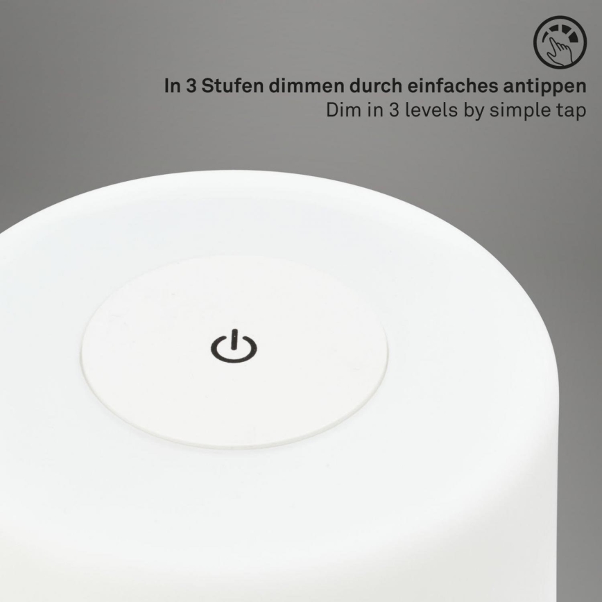 Briloner 7420016 - Punjiva LED prigušiva dodirna spoljašnja stona lampa LED/4W/5V IP44 3000K bela