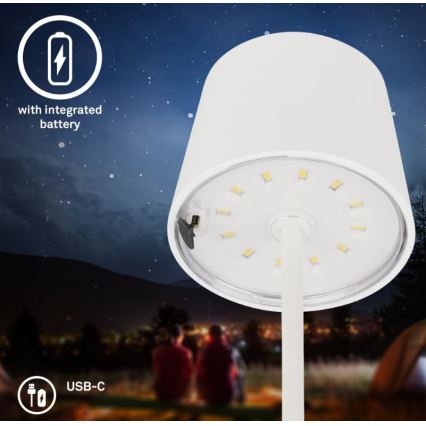 Briloner 7423016 - LED prigušiva punjiva spoljašnja stona lampa LED/2,6W/5V 2000mAh IP44 bela