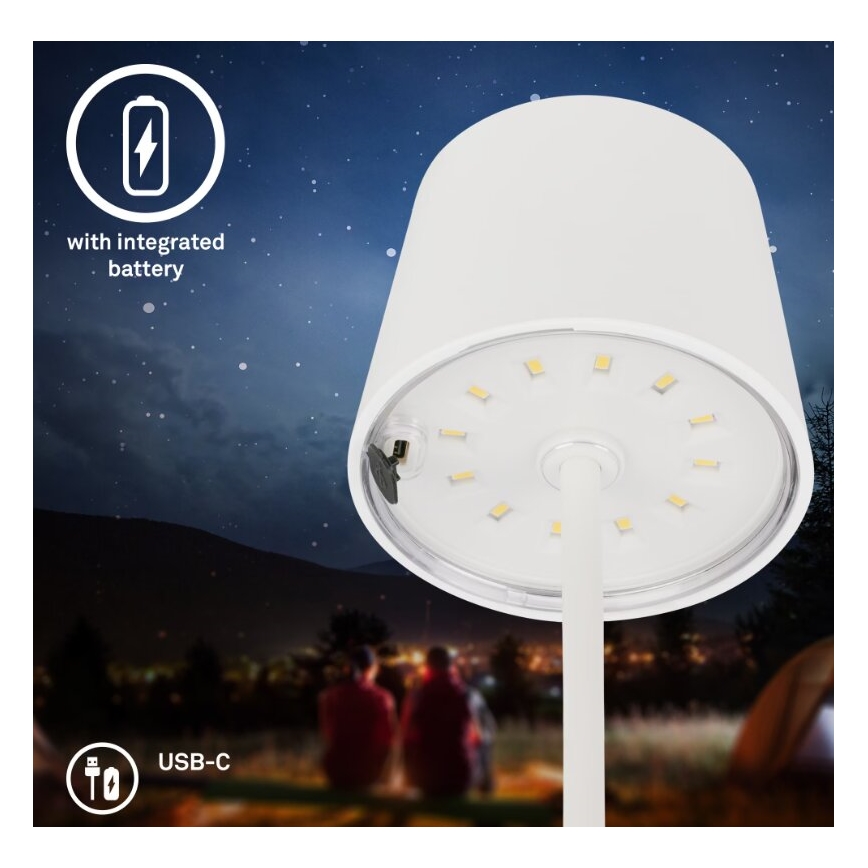 Briloner 7423016 - LED prigušiva punjiva spoljašnja stona lampa LED/2,6W/5V 2000mAh IP44 bela