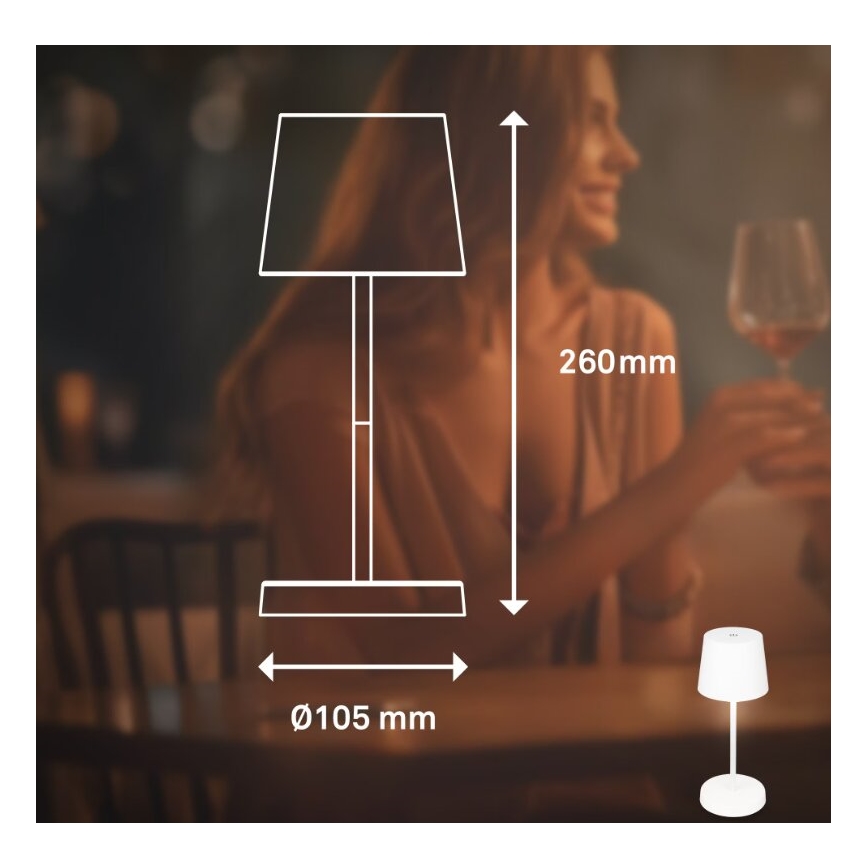 Briloner 7423016 - LED prigušiva punjiva spoljašnja stona lampa LED/2,6W/5V 2000mAh IP44 bela