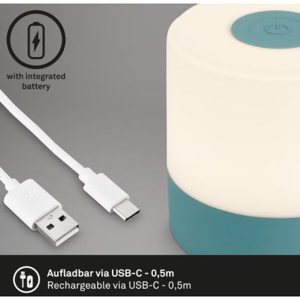 Briloner 7461010 - Punjiva spoljašnja stona LED lampa, prigušiva, LED/2W/5V IP44, 1200 mAh, plava