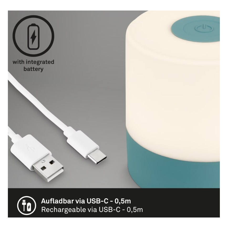 Briloner 7461010 - Punjiva spoljašnja stona LED lampa, prigušiva, LED/2W/5V IP44, 1200 mAh, plava