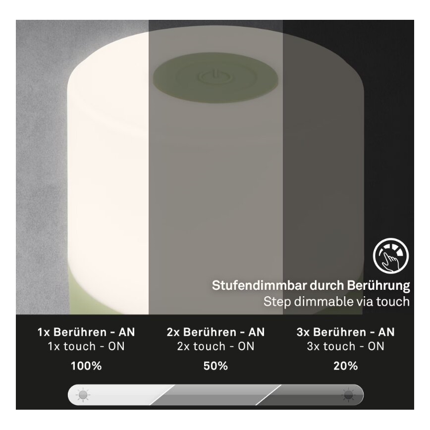 Briloner 7461019 - LED prigušiva punjiva spoljašnja stona lampa LED/2W/5V IP44 1200 mAh zelena