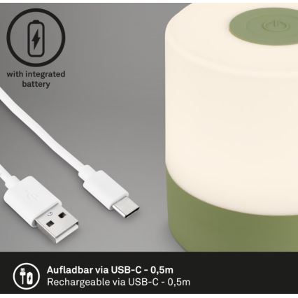 Briloner 7461019 - LED prigušiva punjiva spoljašnja stona lampa LED/2W/5V IP44 1200 mAh zelena