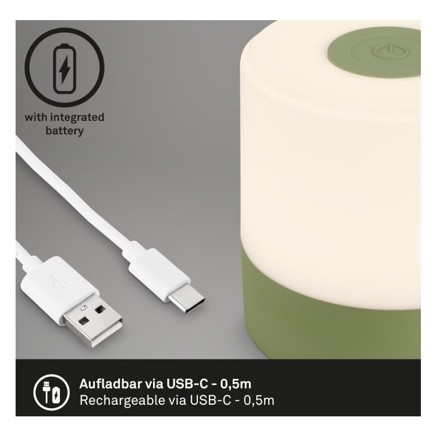 Briloner 7461019 - LED prigušiva punjiva spoljašnja stona lampa LED/2W/5V IP44 1200 mAh zelena