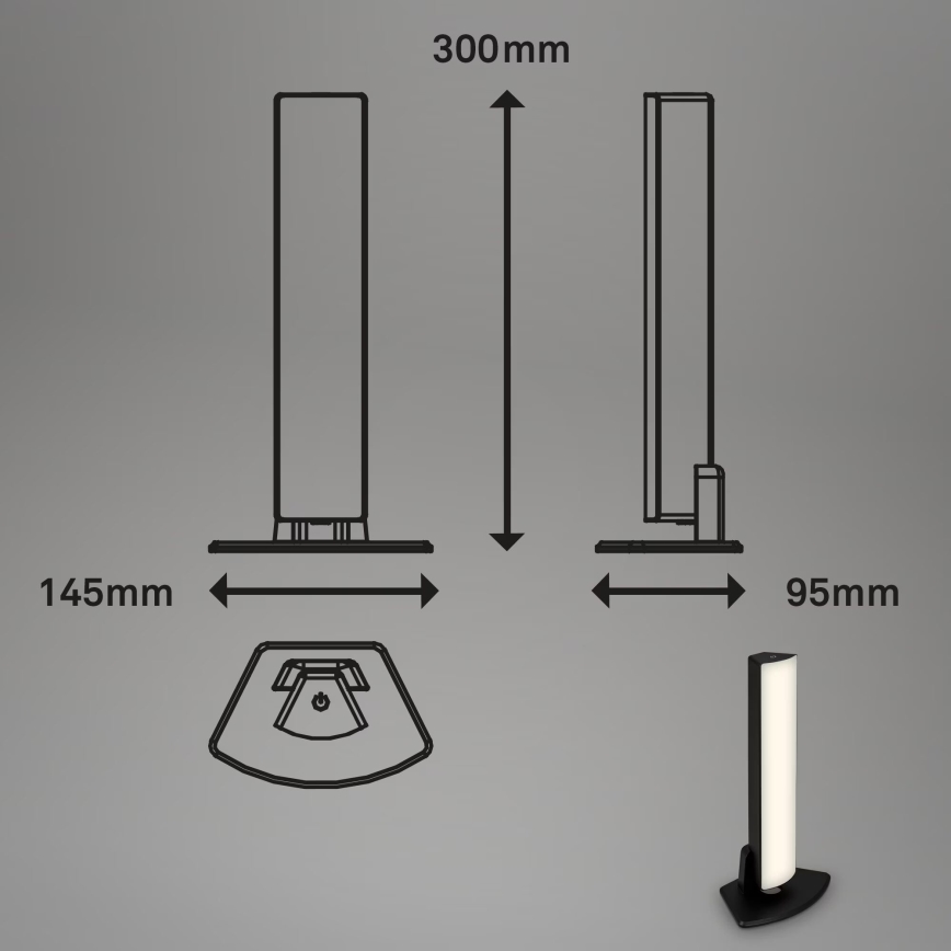 Briloner 7474-015 - LED prigušiva dodirna punjiva stona lampa za spoljašnju upotrebu 2 u 1 LED/7W/5V 2x2200 mAh USB 3000K IP44 crna
