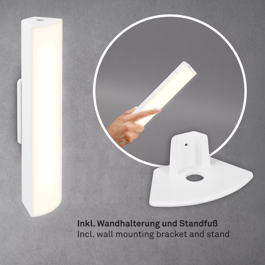 Briloner 7474-016 - LED prigušiva dodirna punjiva spoljašnja stona lampa 2u1 LED/7W/5V 2x2200 mAh USB 3000K IP44 bela