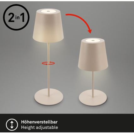 Briloner 7508011 - LED prigušiva punjiva spoljašnja stona lampa 2u1 LED/2,5W/5V IP44 1200 mAh bež