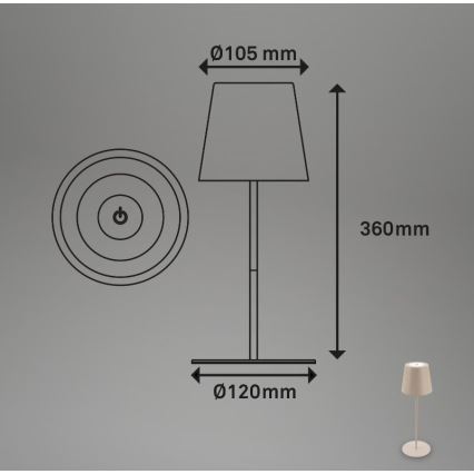 Briloner 7508011 - LED prigušiva punjiva spoljašnja stona lampa 2u1 LED/2,5W/5V IP44 1200 mAh bež