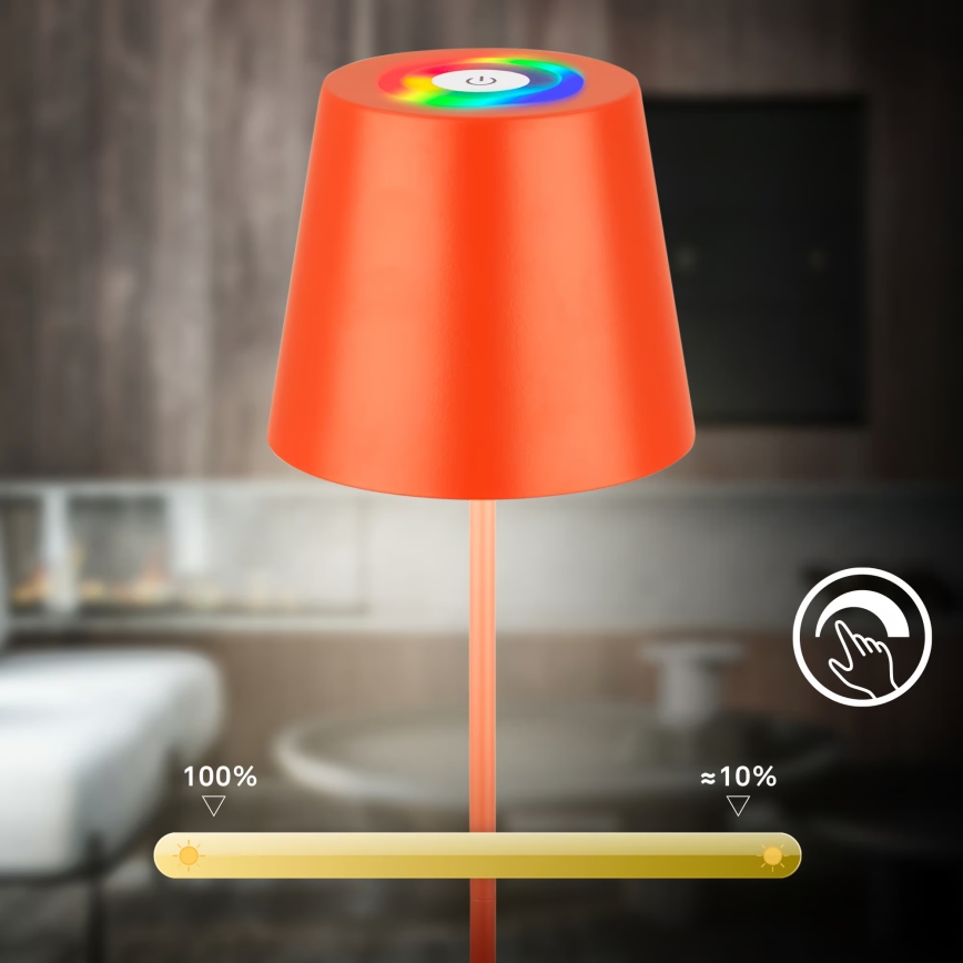 Briloner 7510012 - LED RGBW prigušiva spoljna punjiva stona lampa CALIDA LED/2,5W/5V IP44 1200 mAh narandžasta