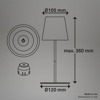 Briloner 7510012 - LED RGBW prigušiva spoljna punjiva stona lampa CALIDA LED/2,5W/5V IP44 1200 mAh narandžasta