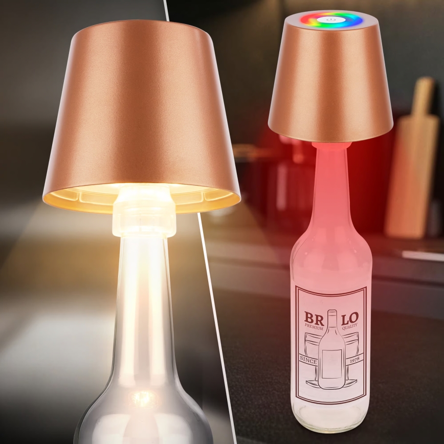 Briloner 7510013 - LED RGBW prigušiva spoljašnja punjiva stona lampa CALIDA LED/2,5W/5V IP44 1200 mAh bronzana