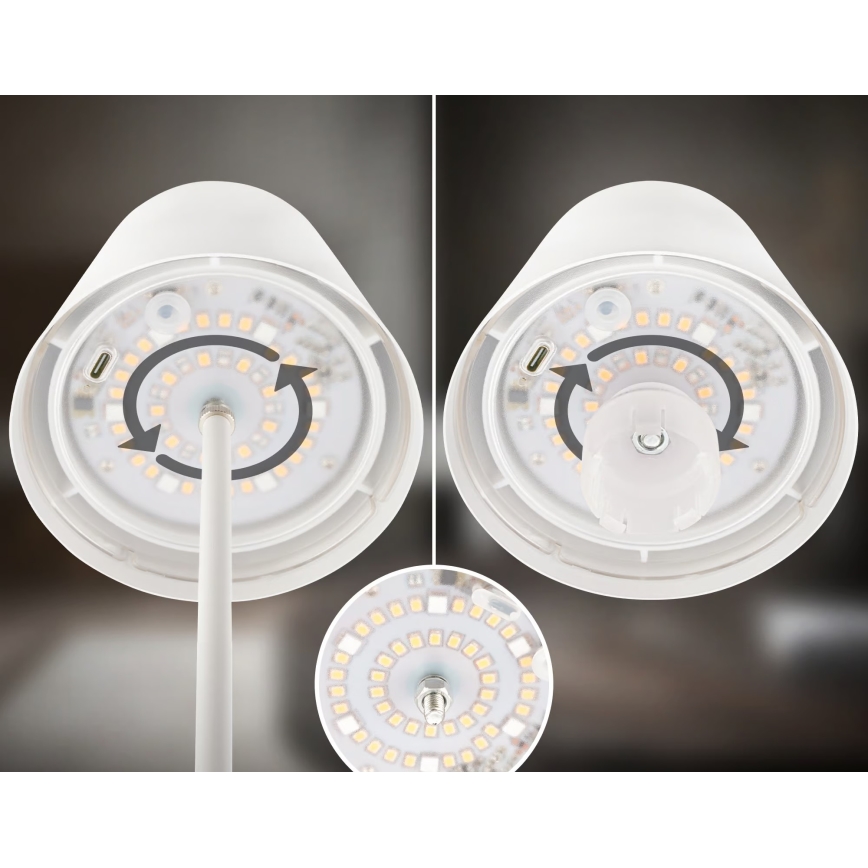 Briloner 7510016 - LED RGBW prigušiva spoljašnja punjiva stona lampa CALIDA LED/2,5W/5V IP44 1200 mAh bela