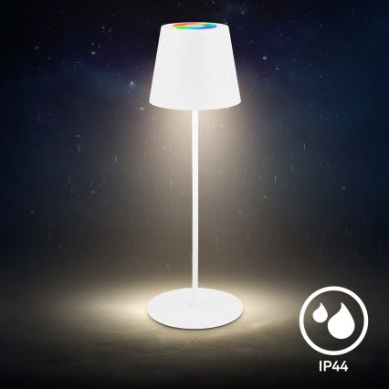 Briloner 7510016 - LED RGBW prigušiva spoljašnja punjiva stona lampa CALIDA LED/2,5W/5V IP44 1200 mAh bela