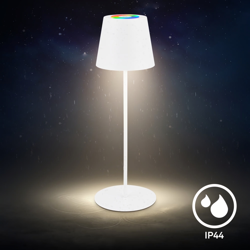 Briloner 7510016 - LED RGBW prigušiva spoljašnja punjiva stona lampa CALIDA LED/2,5W/5V IP44 1200 mAh bela